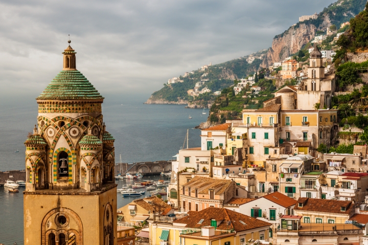 View of the town of Amalfi from behind Duomo